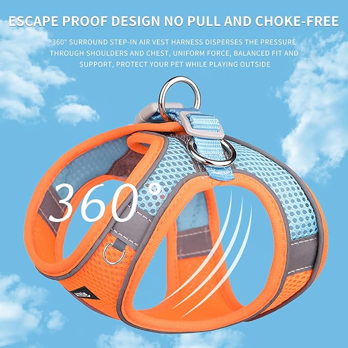 AIITLE Easy Walk Dog Harness and Leash Set - Pet Supply No Pull, Step in Adjustable Pet Harnesses with Padded Vest for Summer, No Choke Over, Easy to Put on Medium Dogs Orange L