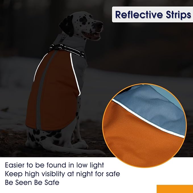 Dog Coat,Water-Repellent Dog Winter Jacket with Adjustable Buckle,Reflective Turtleneck Pet Snow Vest Dogs,Warm FleeceDog Winter Coat Cold Weather Jacket with Harness Built-in,Orange,M