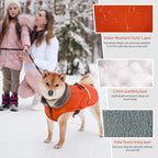QBLEEV Warm Dog Coat Reflective Dog Jacket, Waterproof Dog Winter Coat Turtleneck Dog Clothes for Cold Weather, Thick Fleece Dog Snowsuit Christmas Dog Vest Pet Apparel for Small Medium Large Dogs XL
