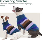 Kuoser Dog Sweater, Pet Cable Knitted Pullover Puppy Warm Clothes, Doggy Turtleneck Classic Knitwear Soft Thickening Doggie Outfit, Cold Weather Thermal Wear for Large Size Dogs, Blue 2XL