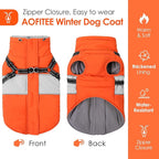 AOFITEE Dog Coat, Warm Dog Jacket with Harness Built in, Waterproof Coats for Small Dogs, Dogs Winter Coat Puffer Jacket with Zipper & Fleece Collar, Pet Snowsuit Sweater for Chihuahua Yorkshire, XS