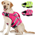 Kuoser Large Dog Life Jacket - Reflective Swim Vest for Boating, Pink XL