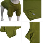 Lovelonglong Ribbed Dog T-Shirt Cotton Knitted Dog Sweaters for All Season Pet T-Shirts for Large Medium Small Dogs Olive Green L