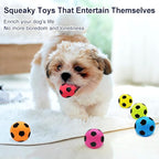 Latex Squeaky Dog Soccer Ball Toys, Dog Football Ball for Puppy Small Medium Dogs, Vibrant Colors Soccer Chew Fetch Throw Ball 6 Pcs/Set (2'')