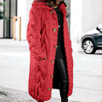 LOAIHA Women Chunky Cable Knit Long Sleeve Cardigan Fall Winter Trendy Oversized Button Down Sweaters Outerwear with Pocket