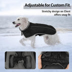 Fragralley Dog Coat Large, Waterproof Dog Jacket with Warm Fleece Lining, Adjustable Reflective Dogs Winter Coat, Turtleneck Pet Coats for Cold Weather (Black XL)