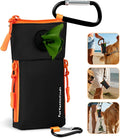 Dog Poop Bag Holder for Leash with 2 Waterproof Storage Pouches, Carabiner Clip, Zipper Soft Dog Pouch for Pet Waste Bags, Dog Walking, Training, Travel (Black)