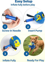 Race&Herd 7" Jolly Soccer Ball for Dogs - Tough Durable Dog Ball Toy with Straps, Pet Bouncy Herding Balls for Dogs, Floating Dog Balls with Tags for Water Fetch (BaaBaaBall, Soccer Sheep)