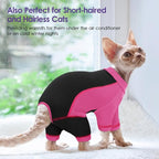 SUNFURA Hair Sticky Cat Clothes, Cat Sweater for Cats Only, 4-Legged Fleece Sweaters Kitten Pajamas Reduce Shedding Fur, Warm Pullover Shirts for Cats, Pink L