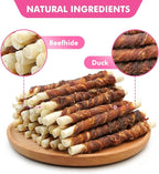 Dog Treats, 5 Inch Duck Wrapped Rawhide Sticks for Dogs, Teeth Cleaning Dog Chew Snacks for Puppy and Small Dogs, 8.8oz