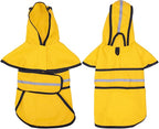 HDE Dog Raincoat Jacket Reflective Adjustable Hooded Pet Poncho Rain Coat with Leash Hole for Small to X-Large Dogs Yellow - M
