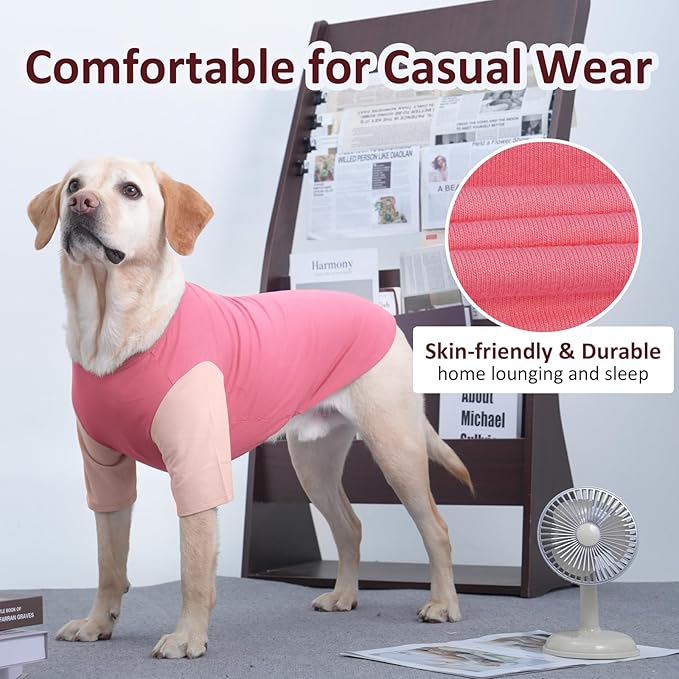 IKUPUKO 2 Pack Dog T-Shirts for Extra Large Dogs Soft Breathable Cotton Shirt Shedding Control Clothes for Great Dane, Summer Hot Weather Walking, Seaside, Park Play, XXXXXL