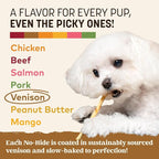 Earth Animal No Hide Stix - Long Lasting Rawhide Free Small Dog Chews Sticks, Venison - 20 Count Value Pack