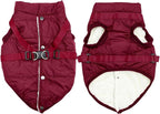 Dog Jacket with Harness,Fleece Lined Warm Puppy Coat for Winter,Soft Windproof Large Dog Vest,Red XXL