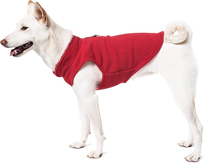 Gooby Fleece Vest Dog Sweater - Pumpkin, Small - Warm Pullover Fleece Dog Jacket with O-Ring Leash for Small to Medium Dogs