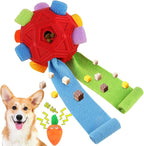 Dog Snuffle Ball-Interactive Puzzle Dog Toys Encourage Natural Foraging Skills Slow Feeder for Training and Stress Relief, Cloth Strip Hiding Food Chew Toys for Any Size Dogs, Machine Washable (Red)
