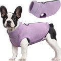 Idepet Dog Fleece Vest Sweater Zip Up Warm Pullover Dogs Jacket with D-Ring Leash Winter Cold Weater Coat Pet Sweatershirt Clothes Hoodie for Small Medium Dogs Boy Girl (Purple, L)