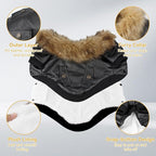PETLESO Dog Coat for Small Dogs, Dog Leather Jacket Waterproof Windproof, Double Layer Warm Dog Winter Coat with Plush Lined, Black S