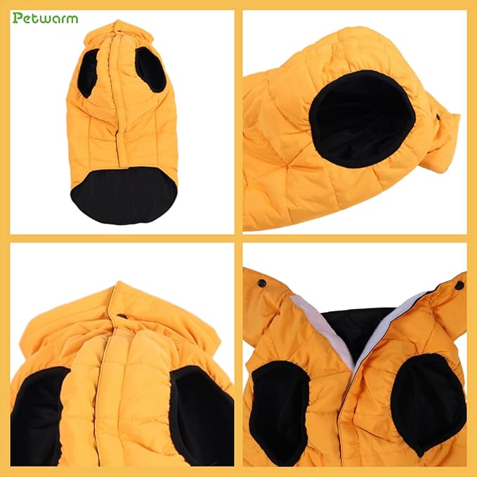 PetWarm Reversible Dog Cold Weather Coats, Waterproof Dog Puffer Vest, Vest for Dogs with Hook-and-Loop Strap, Windproof Outdoor Coat for Winter Walks and Snowy Days, Orange, XL