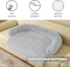 Calming Dogs/Cats Bed Mats, Dog Pad Washable Removable Couch Cover, Plush Long Fur Mat for Pets, Waterproof Lining, Perfect for Small, Medium and Large Dogs and Cats (Light Gray, 36"x31")