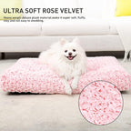 KSIIA Washable Dog Bed Deluxe Plush Dog Crate Beds Comfy Kennel Pad Anti-Slip Pet Sleeping Mat for Large, Jumbo, Medium, Small Dogs Breeds, 23" x 18", Pink