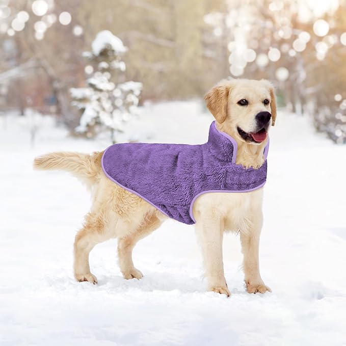 Malier Dog Winter Coat, Reversible Fleece Dog Cold Weather Coats, Windproof Warm Snow Puppy Jacket Vest Pet Clothes for Small Medium Large Dogs (Purple, X-Large)