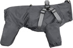 Mile High Life Waterproof Dog Raincoat, Full Coverage Small Dog Rain Coat with Harness, Adjustable 4 Legs Puppy Rain Jacket with Reflective Strip and Elastic Cuffs (Gray, S Back Length 13")