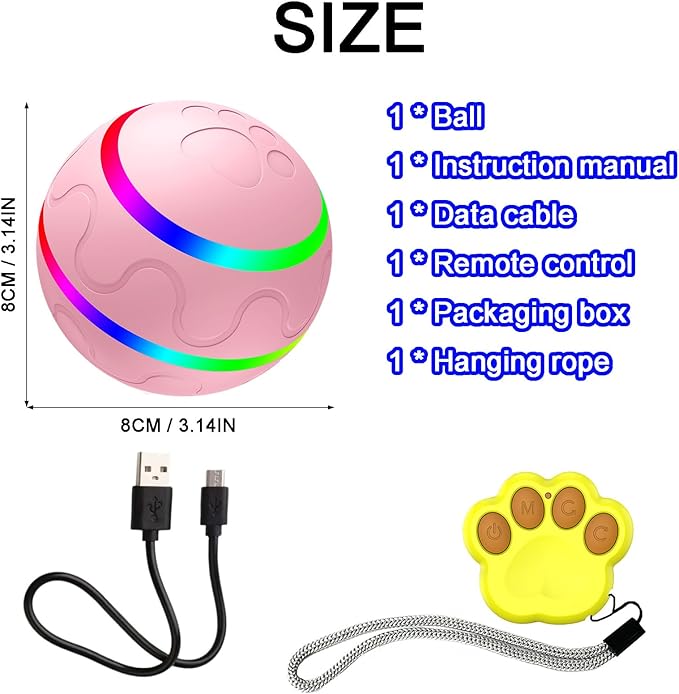 Shaky Ball Toy for Dogs, Large Pet Bounce, Jumping Ball Dog Toy, Automatic Activation Sports Rolling, 2025 New Big Pet Moving Balls (Pink, Smart)