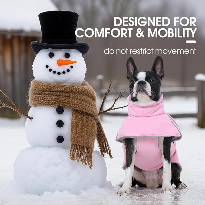 FUAMEY Dog Cold Weather Coats,Dog Winter Jackets for Large Dogs Warm Dogs Coat with Reflective Strips Waterproof Pet Snowsuit Thick Paded Pets Vest for Labrador Golden Retriever Pink XL