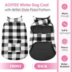 AOFITEE Dog Coat Plaid Dog Winter Coat for Small Dogs, Warm Dogs Jacket Christmas Sweater, Waterproof Pet Puffer Jacket, Reversible Pet Cold Weather Coats for Small Medium Large Pets, Black S