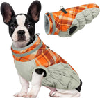 Lelepet Warm Dog Winter Coat Dog Coats for Medium Dogs Waterproof Dogs Jacket with Harness Built in Reflective Cold Weather Coats Windproof Zip-Up Winter Fleece Vest Snowsuit Dachshund Orange Plaid