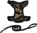 Voyager Step-in Lock Adjustable Cat Harness w. Cat Leash Combo Set with Neoprene Handle 5ft - Supports Small, Medium and Large Breed Cats by Best Pet Supplies - Army/Black Trim, XS