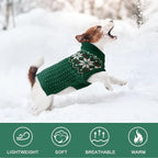 Kuoser Dog Sweater, Holiday Christmas Snowflake Pet Warm Knitwear Dog Sweaters Soft Puppy Clothing, Doggie Turtleneck Cold Weather Outfit Pullover for Small Medium Large Dogs Cats, Green XL