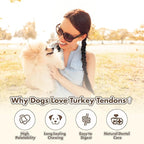 Turkey Tendons for Dogs, All Natural, Healthy Dog Treats, Long Lasting, Hypoallergenic Dog Chews, Rawhide Free, USA-Sourced, for Large Dogs, Bone (L), 1 Count Pack