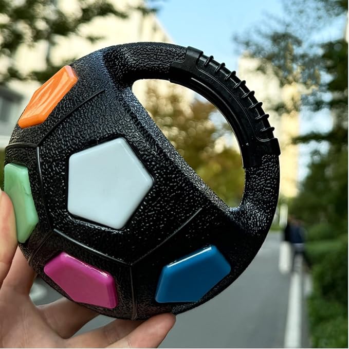 Dog Calming Ball with Handle for Dogs, 2026 New Interactive Football Shape Dog Toy, TPR Chewable Material, Squeaky, Water Play, Training & Outdoor Games (White+Black-B)