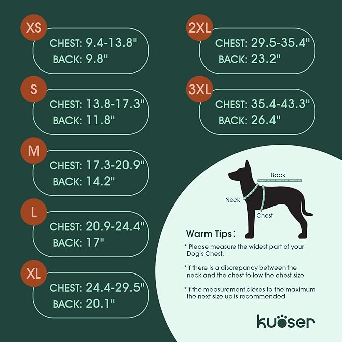 Kuoser Dog Winter Coat, Reversible Dog Jacket, Warm Doggie Coat British Style Puppy Cold Weather Vest, Windproof Pet Clothes Vest for Small Dogs, Green S