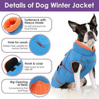 SUNFURA Large Dog Coat, Dog Jacket for Winter, Warm Pet Winter Coat for Cold Weather, Thick Fleece Jacket for Large Dogs, Pug, French Bulldog, Pitbull, Turquoise X-Large