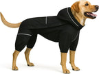 LOVELONGLONG Fleece-Lined Dog Raincoat with Removable Hood – Waterproof Winter Full Body Dog Jacket – Windproof Snowproof Cold-Weather Suit – Black-F L