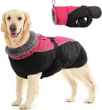 IDOMIK Dog Winter Coat, Reflective Waterproof Dog Jacket for Cold Weather, Warm Pet Coats for Small Medium Large Dogs, High Collar Doggy Fleece Snow Jacket, Winter Vest with Adjustable Buckle,L