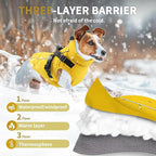 Dog Winter Coat Reflective Water-Resistant Jacket, Fleece Lined Windproof Puppy Coat with Back Zipper & D-Ring, Cold Weather Dog Coats for Small Medium Large Dogs (L, Orange)