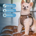Voyager Step-in Plush Dog Harness – Soft Plush, Step in Vest Harness for Small and Medium Dogs by Best Pet Supplies - Chocolate Suede, S (Chest: 14.5-16")