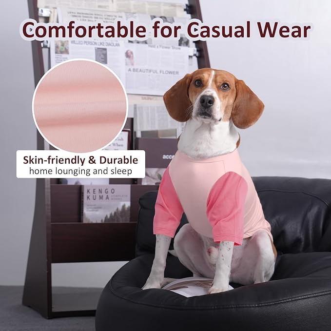 2 Pack X-Large Dog Shirts - Breathable Lightweight Basic Tees, Durable Moisture-Wicking Dogs Clothes for Beagle, Bullmastiff, Sleep, Hot Summer Day Outdoor Activities, Travel, Seaside, Pink