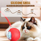 Interactive Cat Toy Balls,2025 New Interactive Rolling Cat Balls,Smart Automatic Rolling Pet Ball,Automatic Obstacle Avoidance Cat Toy with Rope for Cat & Dog (Yellow)