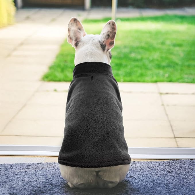 FUAMEY Dog Fleece Vest for Large Dogs,Warm Stretchy Dog Sweatshirts Pullover with Leash Hole Dogs Sweater Soft Pet Turtleneck Cozy Pet Vest Lightweight Sleeveless Black XXL