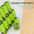 Ley's Compostable Dog Poop Bags, Plant-Based Biodegradable Doggie Waste Bags with Easy Tie Handles, Unscented, Vegetable-Based, Dog Bags Refill Rolls with Dispenser and Leash Clip