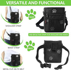Dog Treat Pouches for Pet Training, Treat Pouches for Pet Training,Large Dog Treat Training Pouch and Dog Clicker,Dog Training Treat Pouch Built-in Poop Bag Dispenser-Black Pattern.