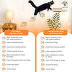 INICIO Cat Wall Shelves – Dog Proof Feeding Station with Wall Mounted Shelves, Durable 3 Step Birch Floating Shelf for Cats Up to 15lbs, Attached Cat Food Bowl for Convenient Feeding – Wood Brown