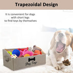 Large Dog Toy Basket Collapsible Dog Toy Box Fabric Trapezoid Dog Toy Bin Storage for organizing pet Toys/Blankets/leashes/Rope Toys/Clothing-Can be Personalized-KhakiStripe