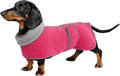 Geyecete Dachshund Sweaters, Perfect Dachshund Winter Coat with Padded Fleece Lining and High Collar, Dogs Snowsuit with Adjustable Bands - Pink - L