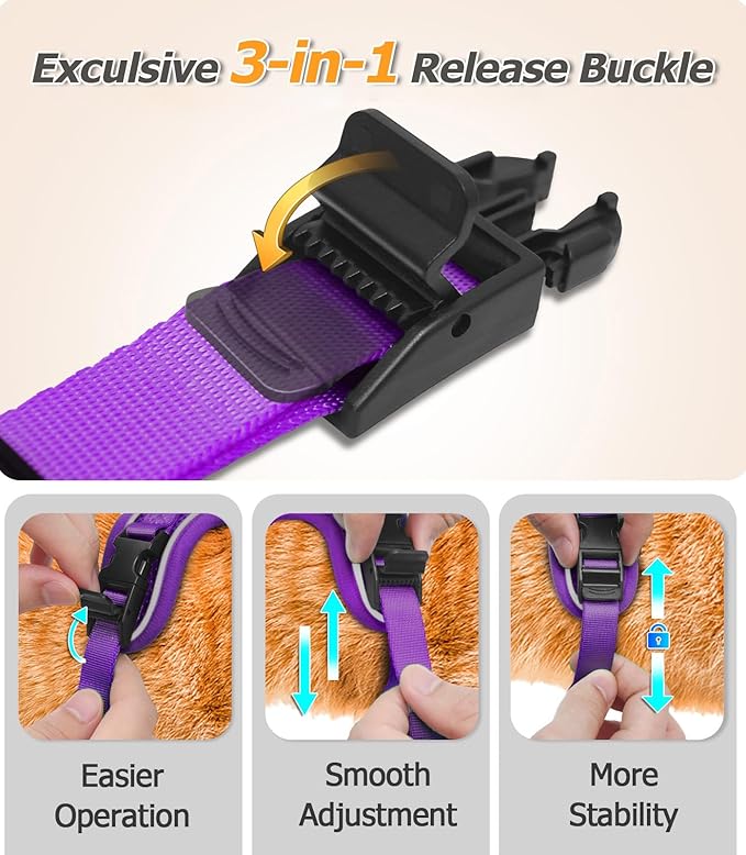 Halypet Cat Harness and Leash Set [MAX Safety 4th-Gen Upgrade] Escape Proof Adjustable Cat Leash Comfortable Soft Vest Easy to Wear Kitten Harness with Reflective Strip for Cats Walking, S Purple